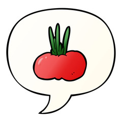 cartoon vegetable and speech bubble in smooth gradient style
