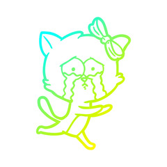 cold gradient line drawing cartoon cat