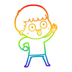 rainbow gradient line drawing cartoon man staring