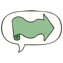 cartoon arrow and speech bubble