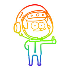 rainbow gradient line drawing happy astronaut cartoon