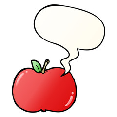cartoon apple and speech bubble in smooth gradient style