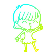 cold gradient line drawing cartoon woman