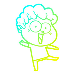 cold gradient line drawing cartoon happy man