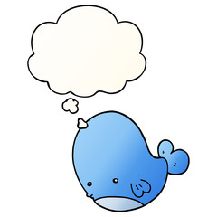 cartoon whale and thought bubble in smooth gradient style
