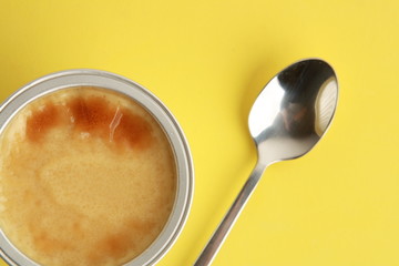 delicious egg flan in aluminum container