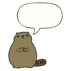 cartoon beaver and speech bubble