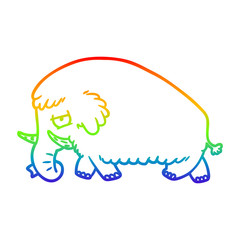 rainbow gradient line drawing cartoon mammoth