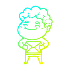 cold gradient line drawing cartoon friendly man