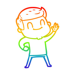 rainbow gradient line drawing cartoon friendly man