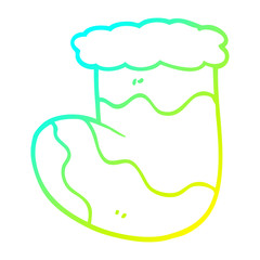 cold gradient line drawing cartoon christmas stocking