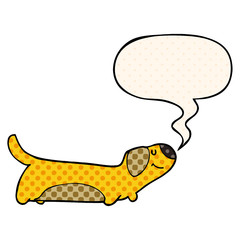 cartoon dog and speech bubble in comic book style