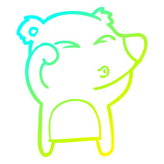 cold gradient line drawing cartoon tired bear rubbing eyes
