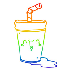 rainbow gradient line drawing cute cartoon soda