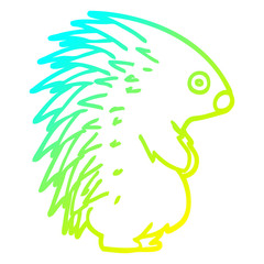 cold gradient line drawing cartoon spiky hedgehog