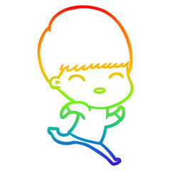 rainbow gradient line drawing happy cartoon boy