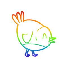 rainbow gradient line drawing cartoon robin bird
