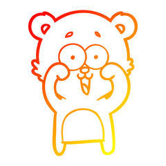 warm gradient line drawing laughing teddy  bear cartoon