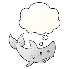 cartoon shark and thought bubble in smooth gradient style