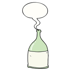 cartoon bottle and speech bubble