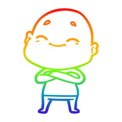 rainbow gradient line drawing happy cartoon bald man