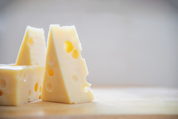 Beautiful cheeses in the kitchen - cheese food preparing concept