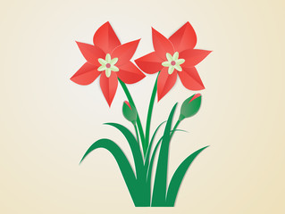 Vector image of amaryllis on yellow background.