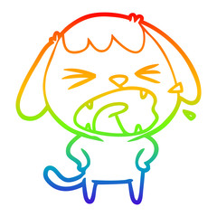 rainbow gradient line drawing cute cartoon dog barking