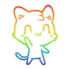 Obraz premium rainbow gradient line drawing cartoon happy cat