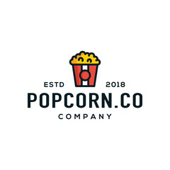 Popcorn logo design vector.