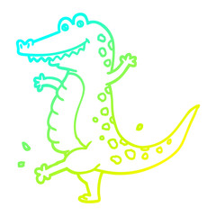 cold gradient line drawing cartoon dancing crocodile