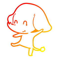 warm gradient line drawing cute cartoon elephant