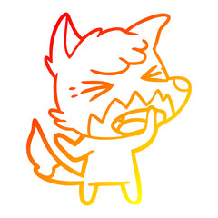 warm gradient line drawing angry cartoon fox
