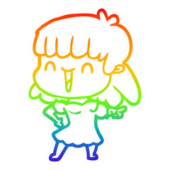 rainbow gradient line drawing cartoon woman