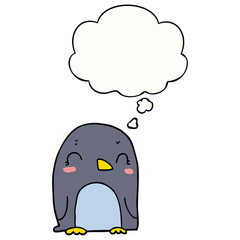 cartoon penguin and thought bubble