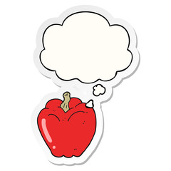 cartoon pepper and thought bubble as a printed sticker
