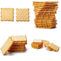 Cracker snacks isolated on over white background
