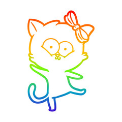 rainbow gradient line drawing cartoon cat