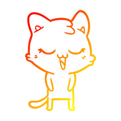 warm gradient line drawing happy cartoon cat