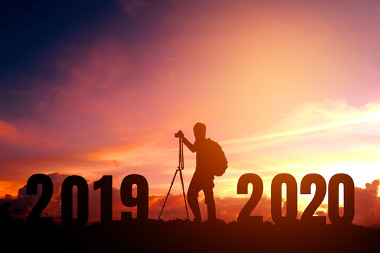 Silhouette young photography Happy for 2020 new year - Powered by Adobe