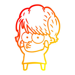 warm gradient line drawing cartoon woman