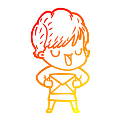 warm gradient line drawing cartoon woman talking