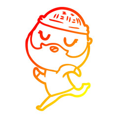 warm gradient line drawing cartoon man with beard