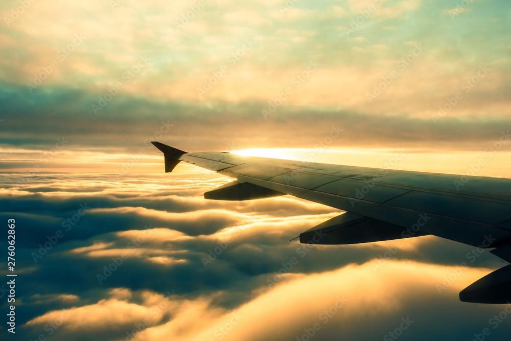 Canvas Prints plane wings and the sky view from the passenger window
