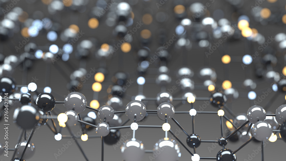 Poster connected lines and spheres abstract 3d render