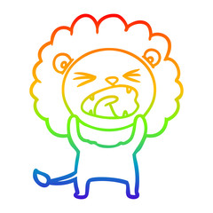 rainbow gradient line drawing cartoon lion