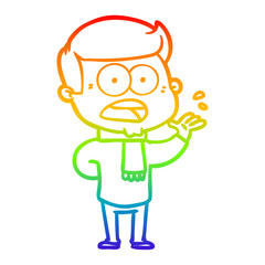 rainbow gradient line drawing cartoon shocked man
