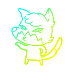 cold gradient line drawing clever cartoon fox