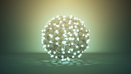 Bunch of glowing spheres 3D render