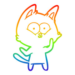 rainbow gradient line drawing cartoon cat
